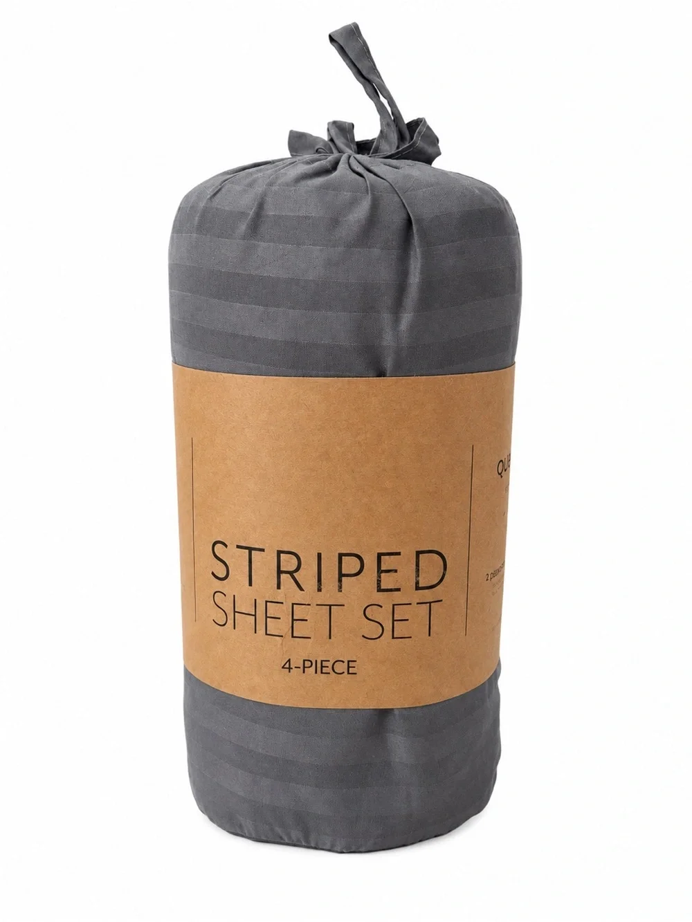 New Queen Gray Striped 4-Piece Sheet Set